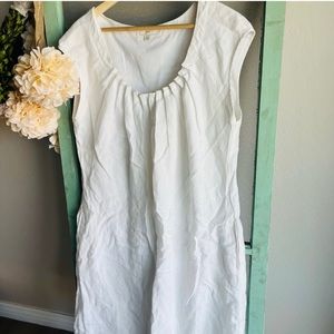 J Jill White Linen Midi Dress Size L